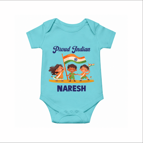 Proud Indian Baby Romper - ARCTIC BLUE - New Born (Chest 14")