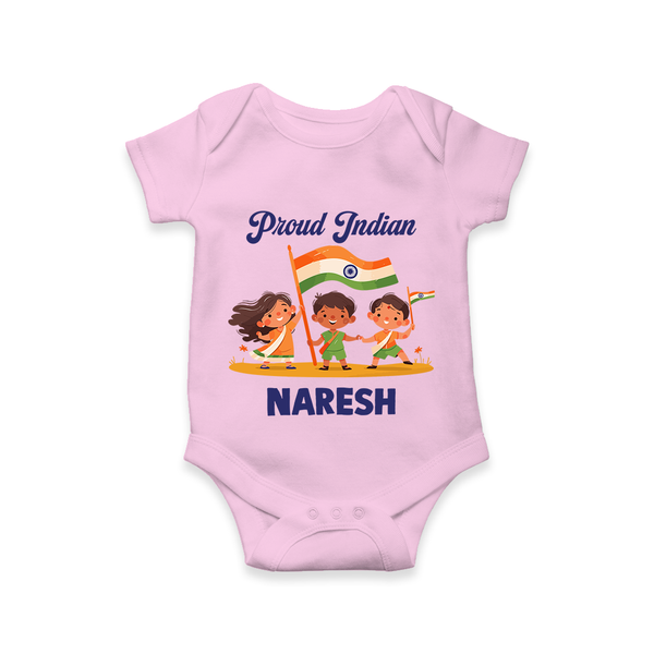 Proud Indian Baby Romper - BABY PINK - New Born (Chest 14")