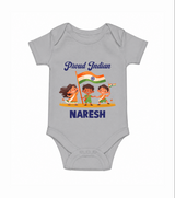 Proud Indian Baby Romper - GREY - New Born (Chest 14")