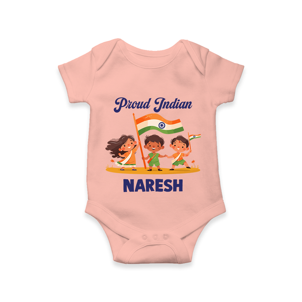 Proud Indian Baby Romper - PEACH - New Born (Chest 14")