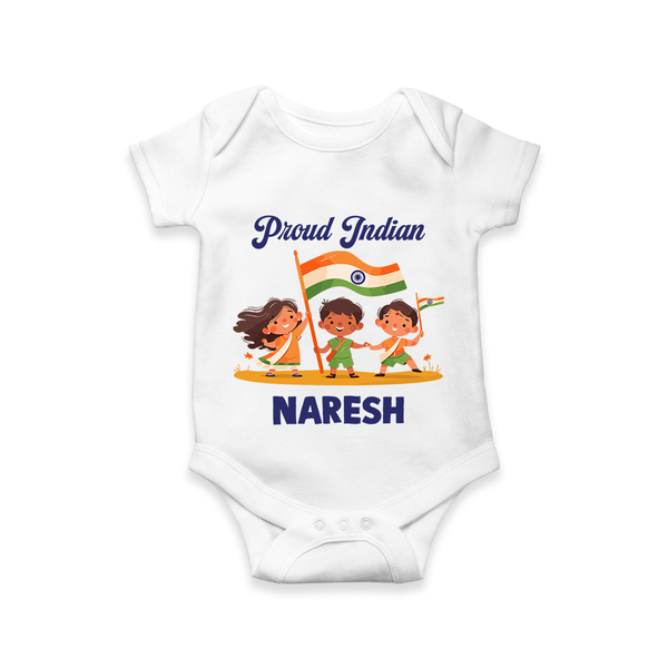 Proud Indian Baby Romper - WHITE - New Born (Chest 14")