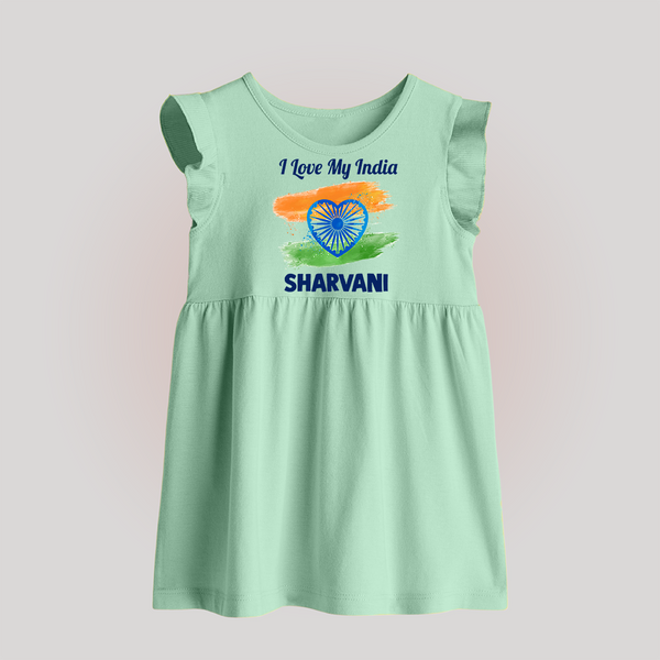 I Love My India Baby Baby Frock - MINT GREEN - 0 - 3 Months Old (Chest 17")