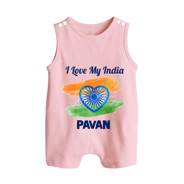 I Love My India Baby Button Romper - BABY PINK - New Born (Chest 18")