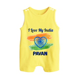 I Love My India Baby Button Romper - PASTEL YELLOW - New Born (Chest 18")
