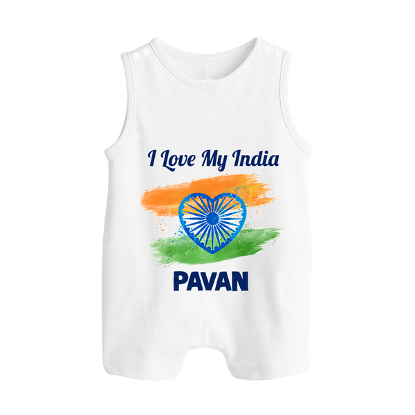 I Love My India Baby Button Romper - WHITE - New Born (Chest 18")