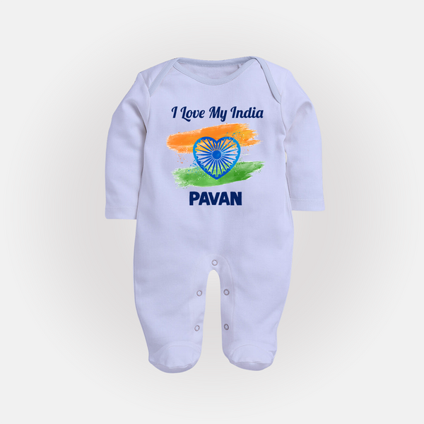 I Love My India Baby Full Body Suit - BABY BLUE - New Born (Chest 7.5")