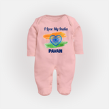I Love My India Baby Full Body Suit - BABY PINK - New Born (Chest 7.5")