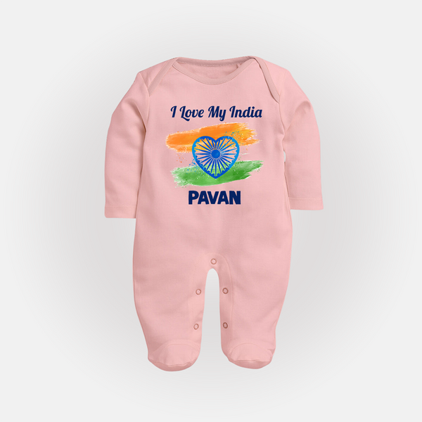 I Love My India Baby Full Body Suit - BABY PINK - New Born (Chest 7.5")
