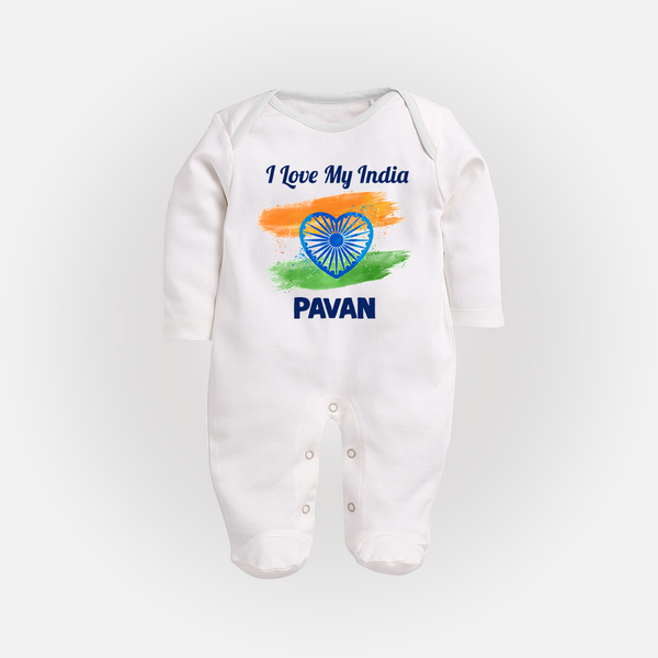 I Love My India Baby Full Body Suit - WHITE - New Born (Chest 7.5")