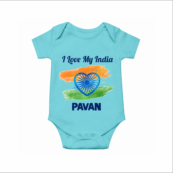 I Love My India Baby Romper - ARCTIC BLUE - New Born (Chest 14")