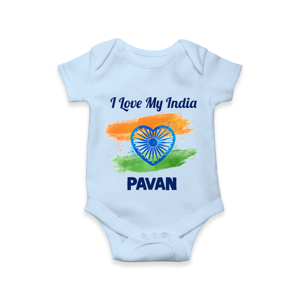 I Love My India Baby Romper - BABY BLUE - New Born (Chest 14")