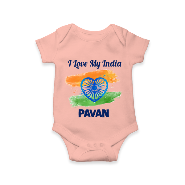 I Love My India Baby Romper - PEACH - New Born (Chest 14")