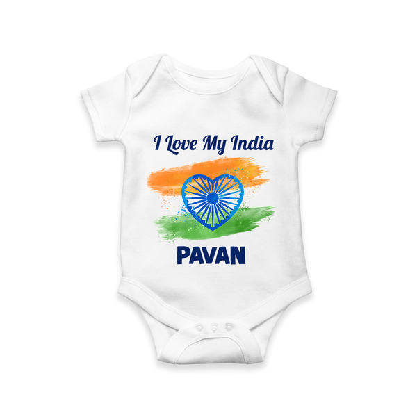 I Love My India Baby Romper - WHITE - New Born (Chest 14")