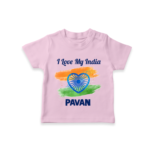 I Love My India Baby T Shirt - BABY PINK - 0-5 Months Old (Chest 17")
