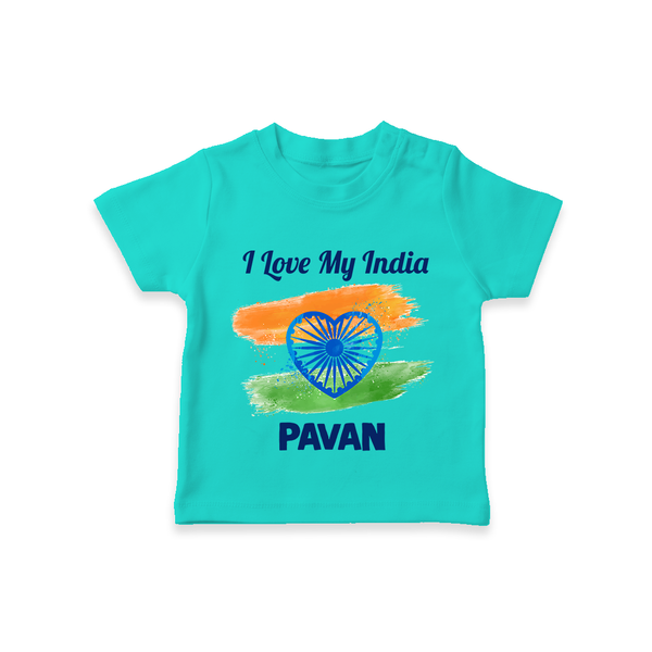 I Love My India Baby T Shirt - TEAL - 0-5 Months Old (Chest 17")