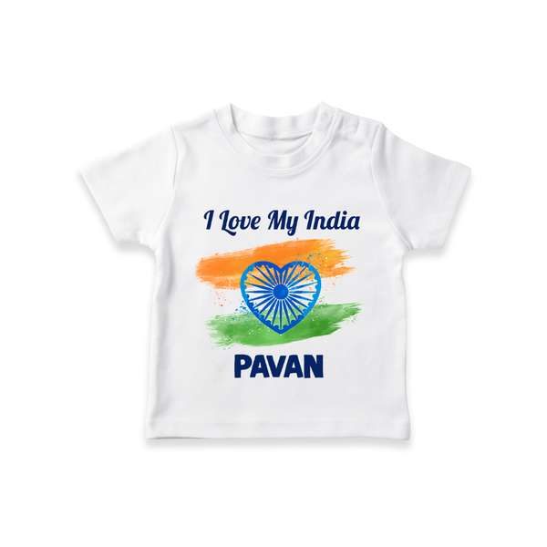 I Love My India Baby T Shirt - WHITE - 0-5 Months Old (Chest 17")