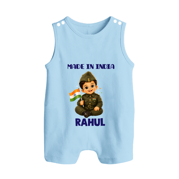 Made in India Baby Button Romper - BABY BLUE - New Born (Chest 18")