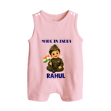 Made in India Baby Button Romper - BABY PINK - New Born (Chest 18")