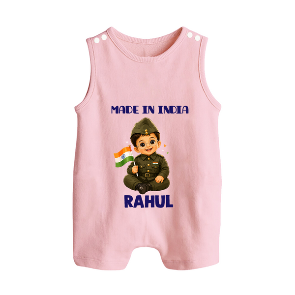 Made in India Baby Button Romper - BABY PINK - New Born (Chest 18")