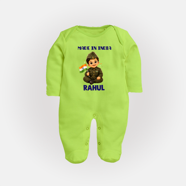 Made in India Baby Full Body Suit - LIME GREEN - New Born (Chest 7.5")