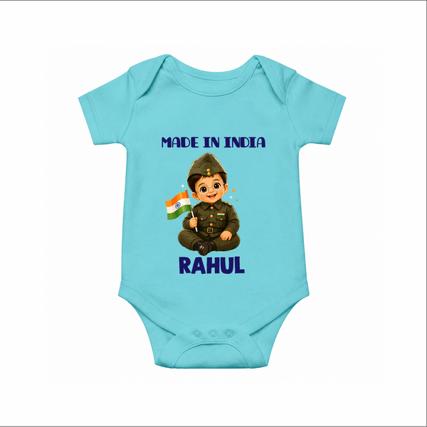 Made in India Baby Romper - ARCTIC BLUE - New Born (Chest 14")
