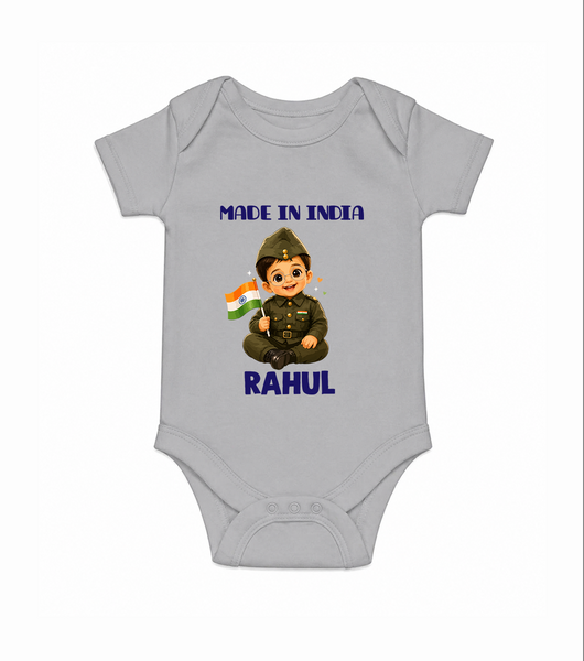Made in India Baby Romper - GREY - New Born (Chest 14")