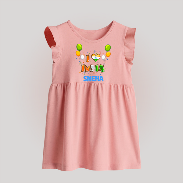 I Love India Baby Frock - BABY PINK - 0 - 3 Months Old (Chest 17")