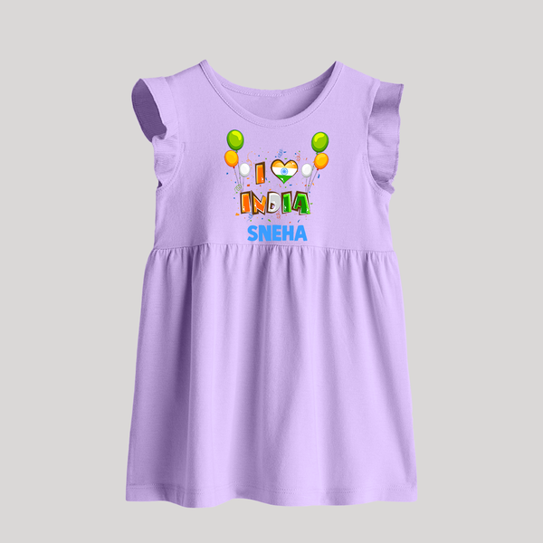 I Love India Baby Frock - LILAC - 0 - 3 Months Old (Chest 17")