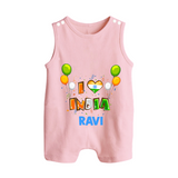I Love India Button Romper - BABY PINK - New Born (Chest 18")