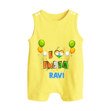 I Love India Button Romper - PASTEL YELLOW - New Born (Chest 18")