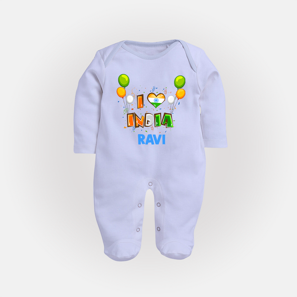 I Love India Full Body Suit - BABY BLUE - New Born (Chest 7.5")