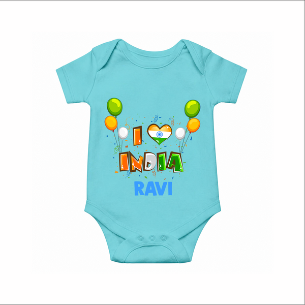 I Love India Romper - ARCTIC BLUE - New Born (Chest 14")