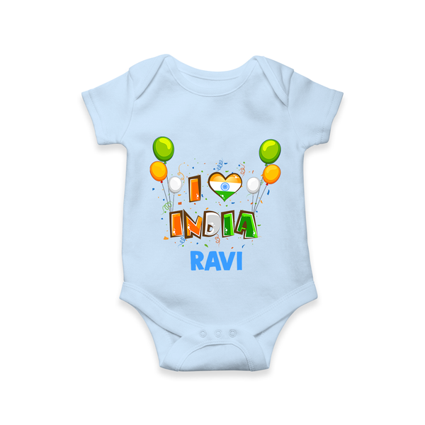 I Love India Romper - BABY BLUE - New Born (Chest 14")