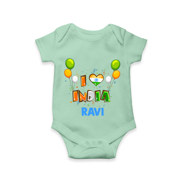 I Love India Romper - MINT GREEN - New Born (Chest 14")