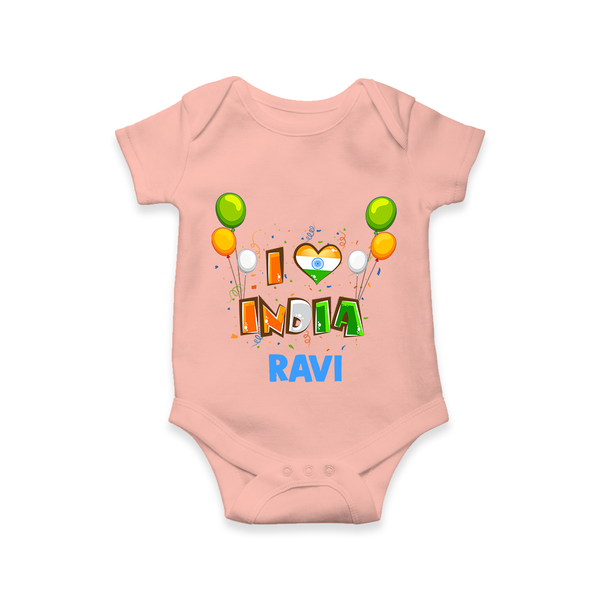 I Love India Romper - PEACH - New Born (Chest 14")