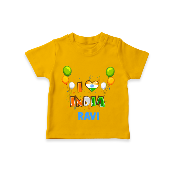 I Love India T Shirt - CHROME YELLOW - 0-5 Months Old (Chest 17")