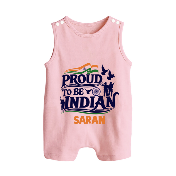 Proud to Be Indian Baby Button Romper - BABY PINK - New Born (Chest 18")