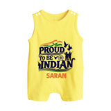 Proud to Be Indian Baby Button Romper - PASTEL YELLOW - New Born (Chest 18")