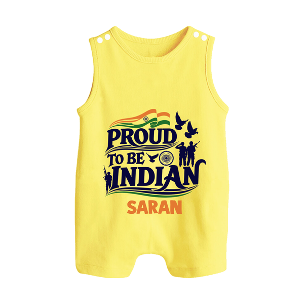 Proud to Be Indian Baby Button Romper - PASTEL YELLOW - New Born (Chest 18")