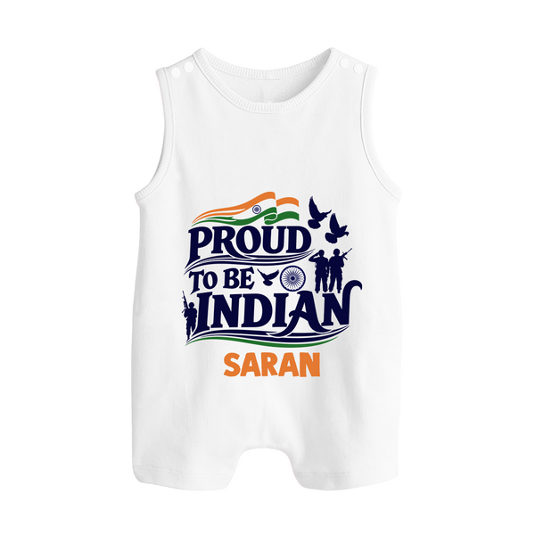Proud to Be Indian Baby Button Romper - WHITE - New Born (Chest 18")