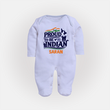 Proud to Be Indian Baby Full Body Suit - BABY BLUE - New Born (Chest 7.5")