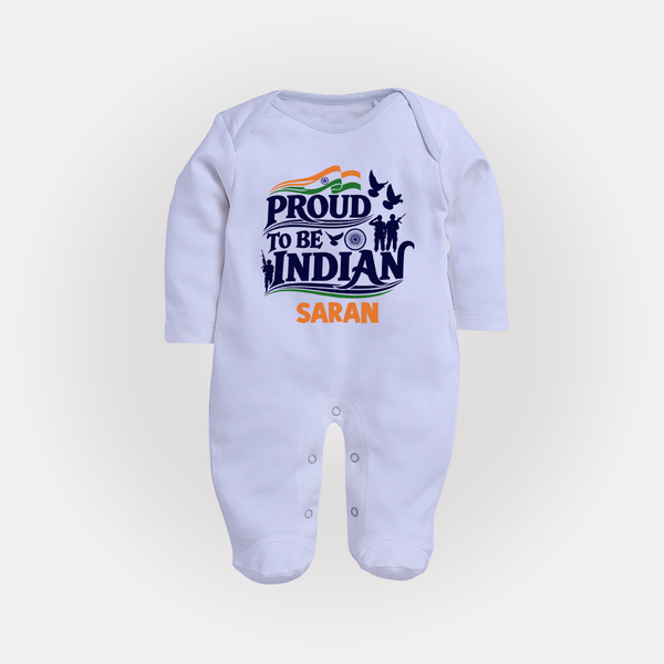 Proud to Be Indian Baby Full Body Suit - BABY BLUE - New Born (Chest 7.5")