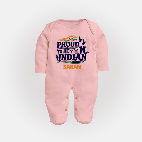 Proud to Be Indian Baby Full Body Suit - BABY PINK - New Born (Chest 7.5")