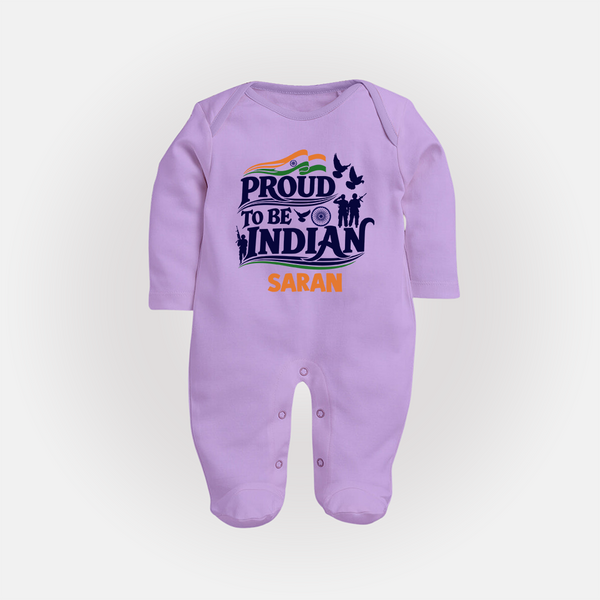 Proud to Be Indian Baby Full Body Suit - LILAC - New Born (Chest 7.5")