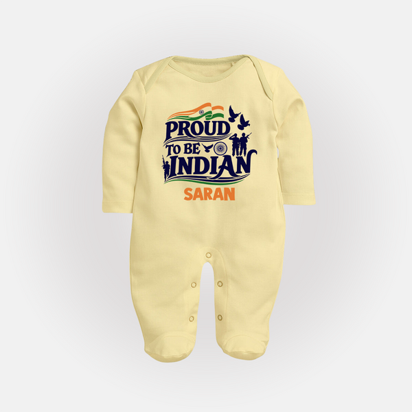 Proud to Be Indian Baby Full Body Suit - PASTEL YELLOW - New Born (Chest 7.5")