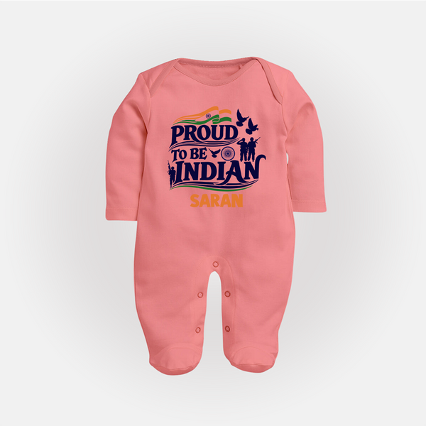 Proud to Be Indian Baby Full Body Suit - PEACH - New Born (Chest 7.5")