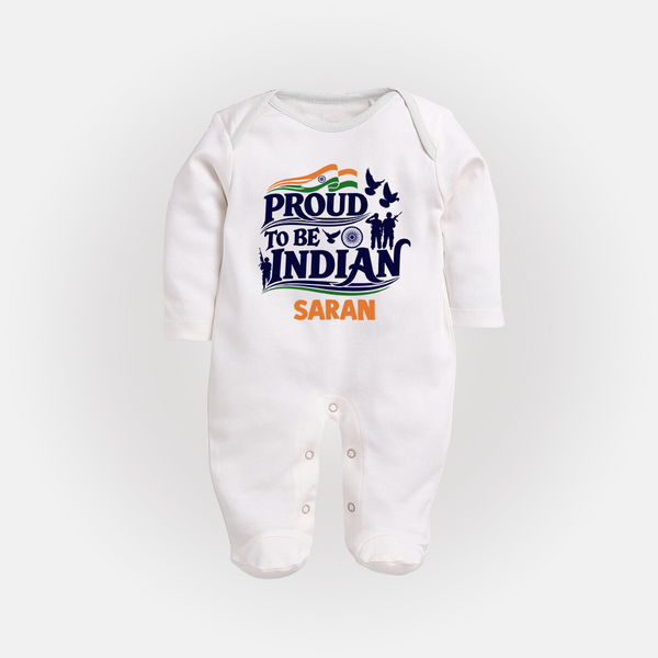 Proud to Be Indian Baby Full Body Suit - WHITE - New Born (Chest 7.5")