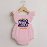 Proud to Be Indian Baby Romper Frock - BABY PINK - 0 - 3 Months Old (Chest 19")