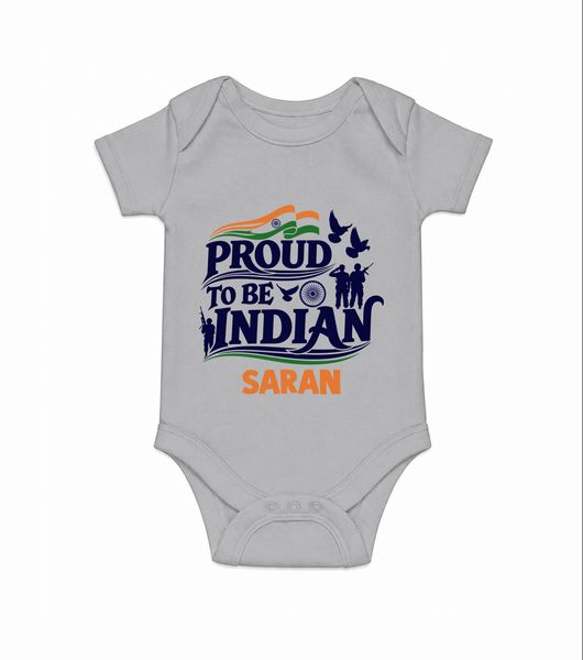 Proud to Be Indian Baby Romper - GREY - New Born (Chest 14")