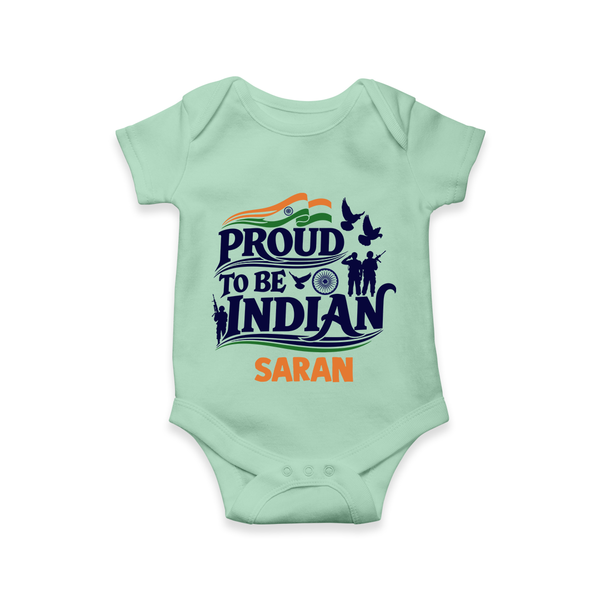 Proud to Be Indian Baby Romper - MINT GREEN - New Born (Chest 14")